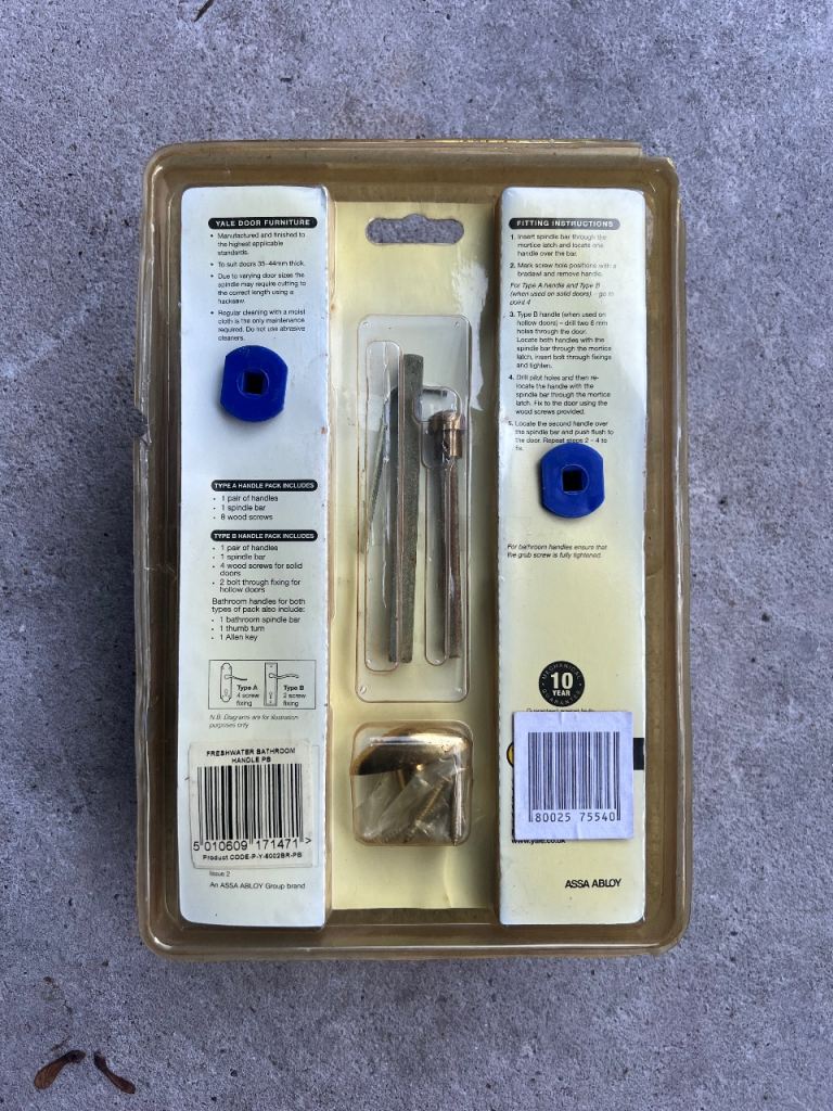 Brand new Yale gold door handles 10 year guarantee 