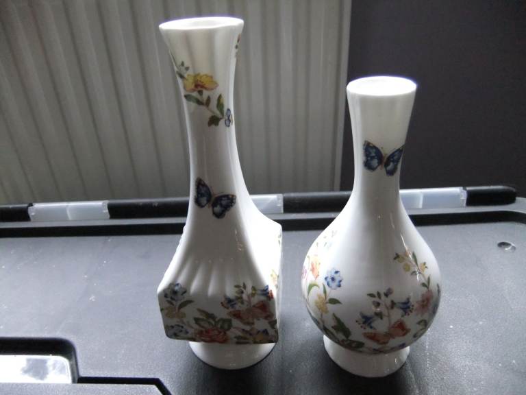 2  Aynsley Cottage Garden Single Stem Posy Vases