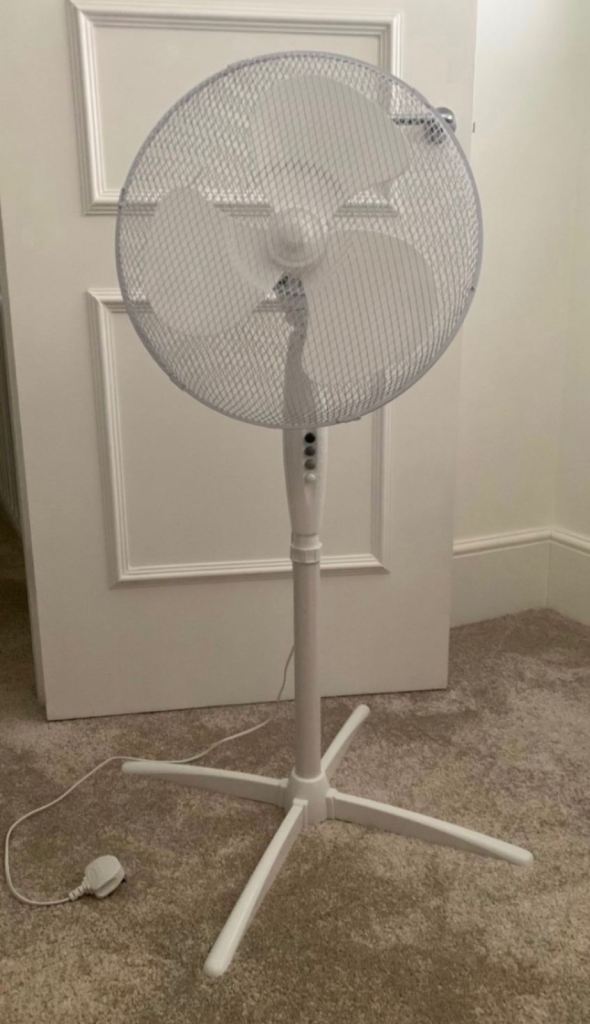 NEW White Pedestal Fan with 3 Speed Settings – Good Condition