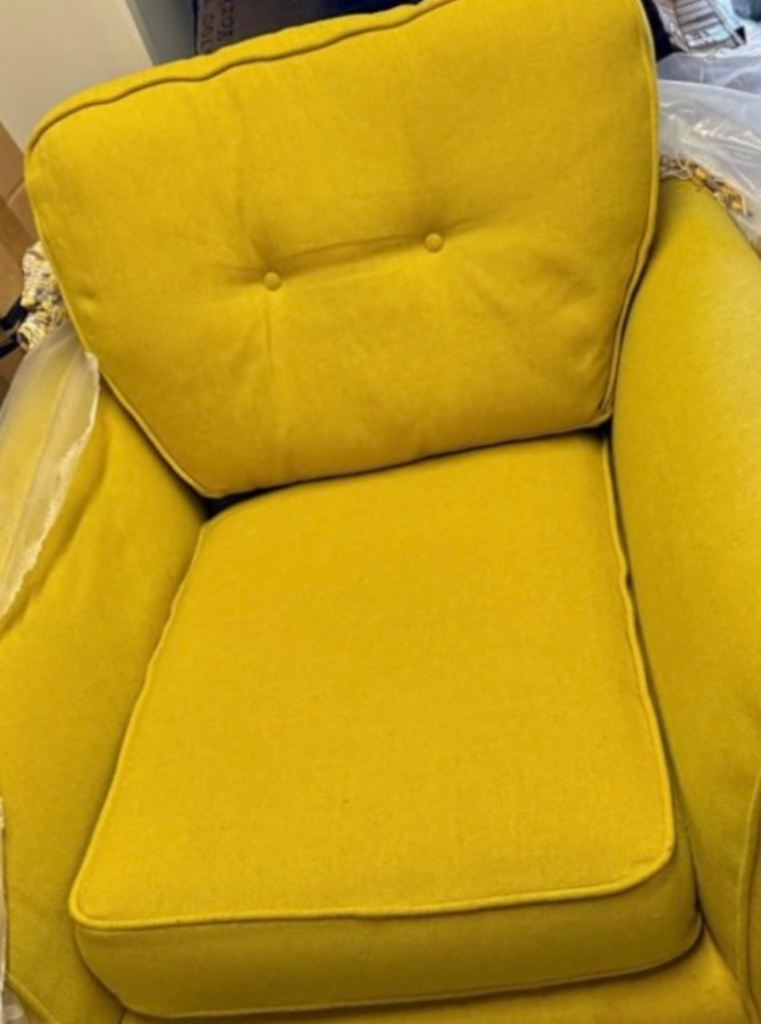 Lovely Yellow Fabric Armchair – Nearly New Condition