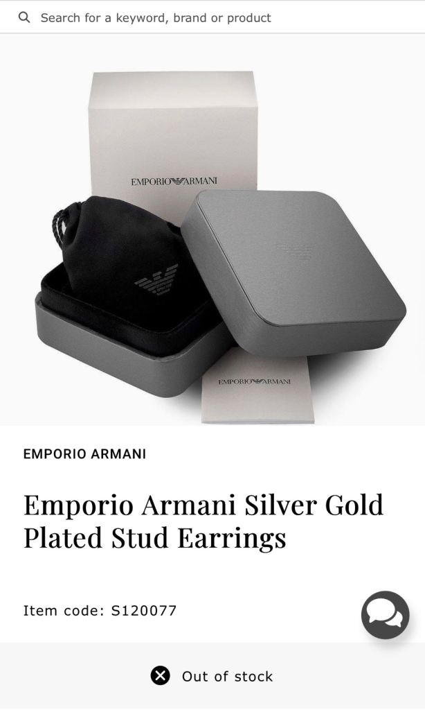 ✨ Emporio Armani Silver Gold-Plated Stud Earrings s925 ✨