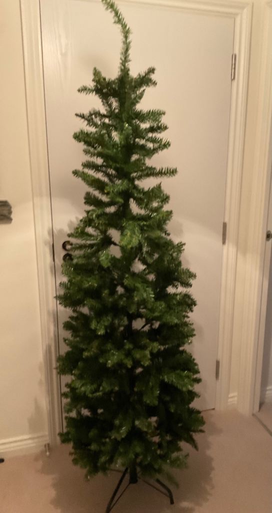 Slim Artificial Christmas Tree – Green, Good Condition