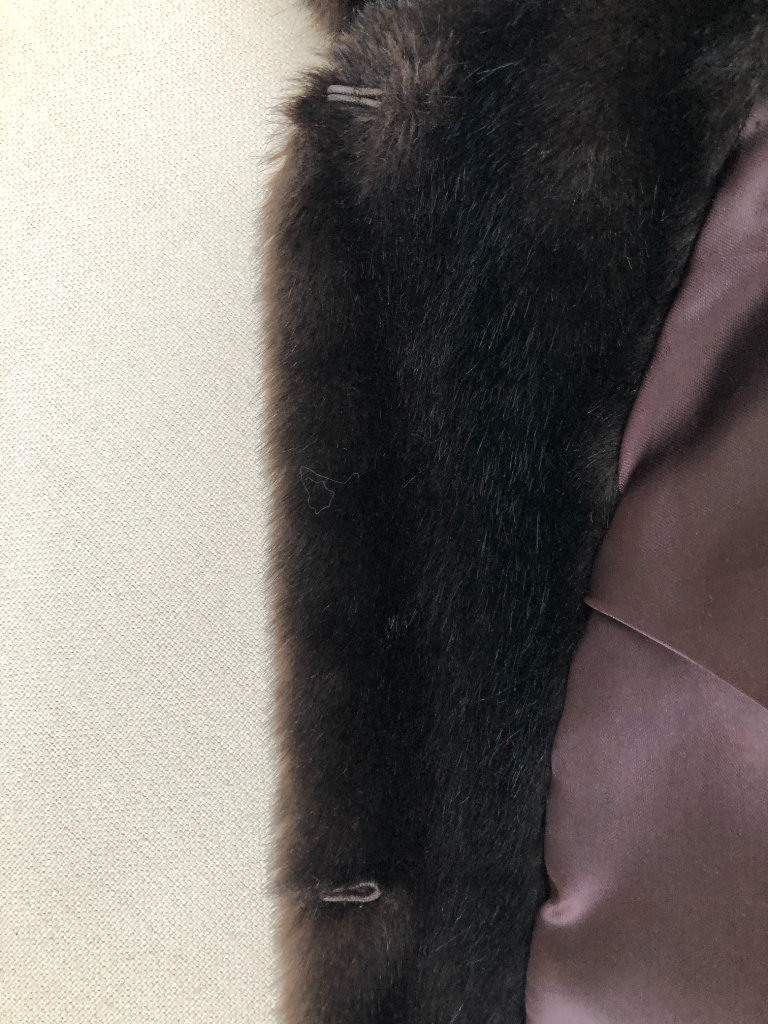 Vintage Tissavel black/brown faux fur jacket S/M ONO - VG vintage condition