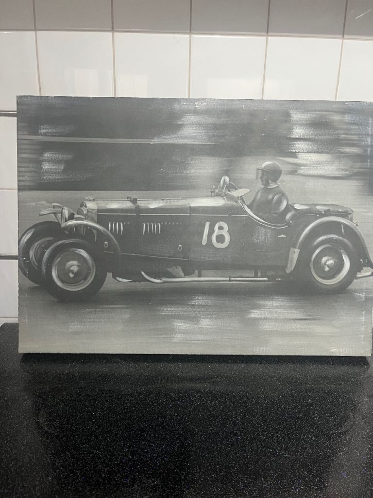 Frameless picture of vintage racing car