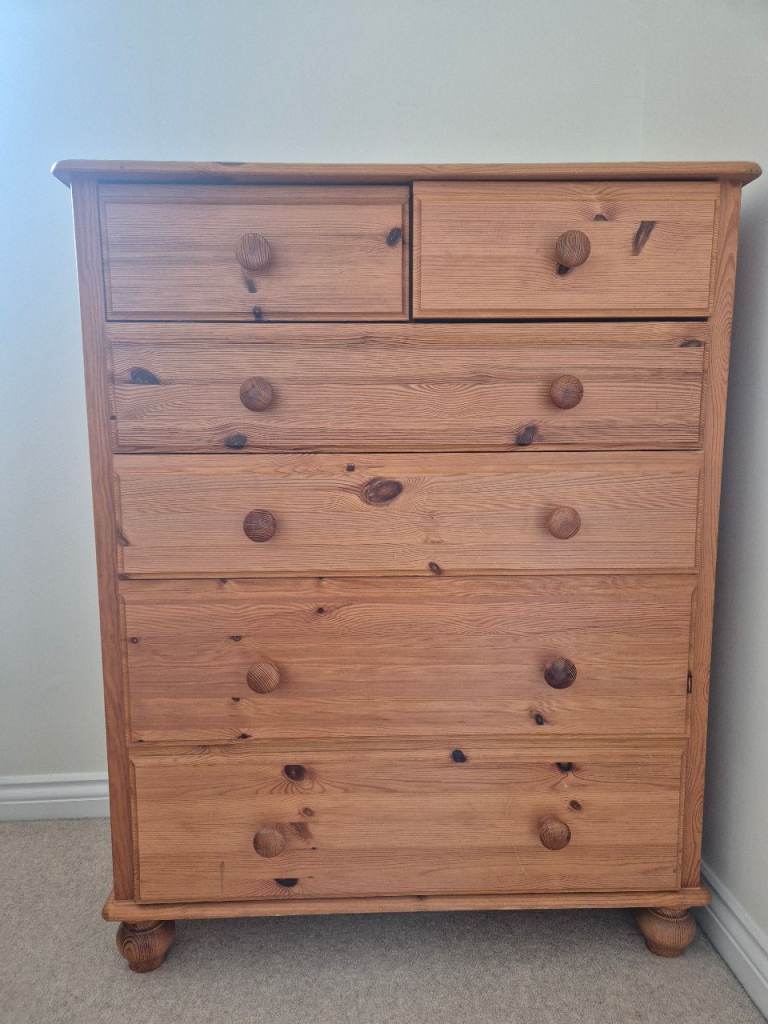Sold-Sturdy Solid Pine Chest of Drawers