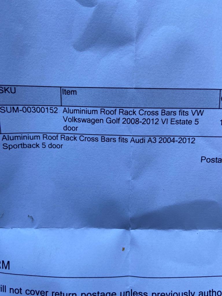 Roof rack bars to fit v golf also Audi