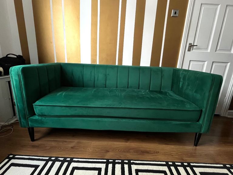 Habitat Vanessa Velvet 3 Seater Sofa Oak Legs EXCELLENT CONDITION