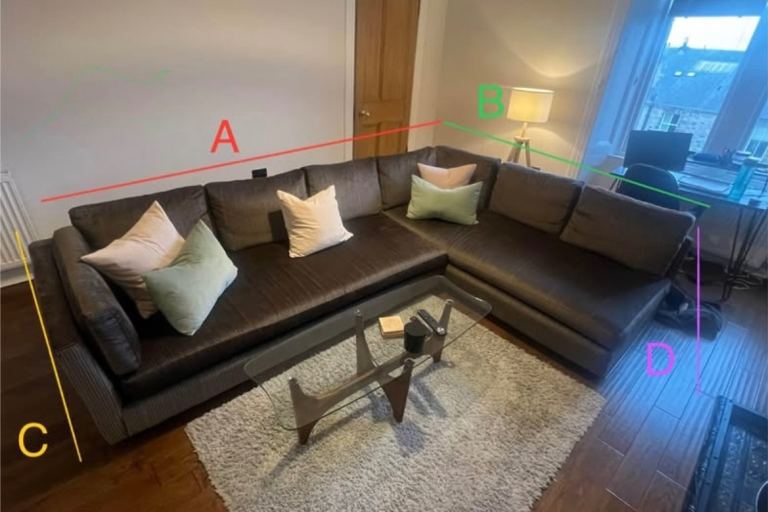 Large L-Shape Sofa – Brown, Good Condition