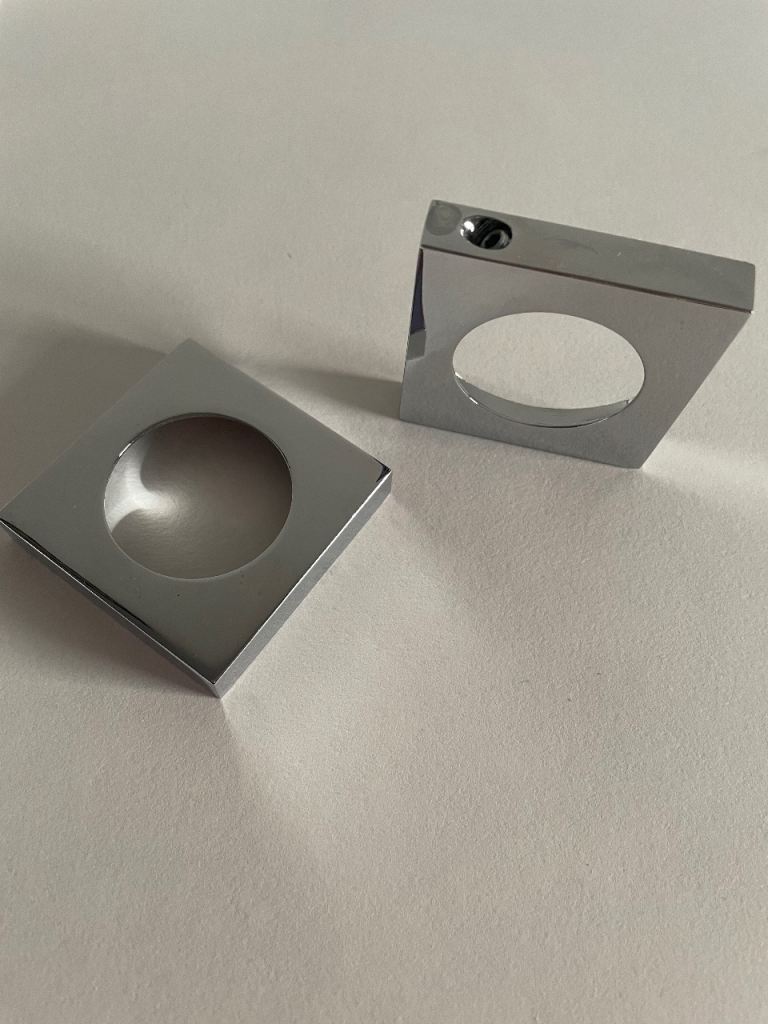 Serozzetta Square Outer Rose Covers - Chrome Finish
