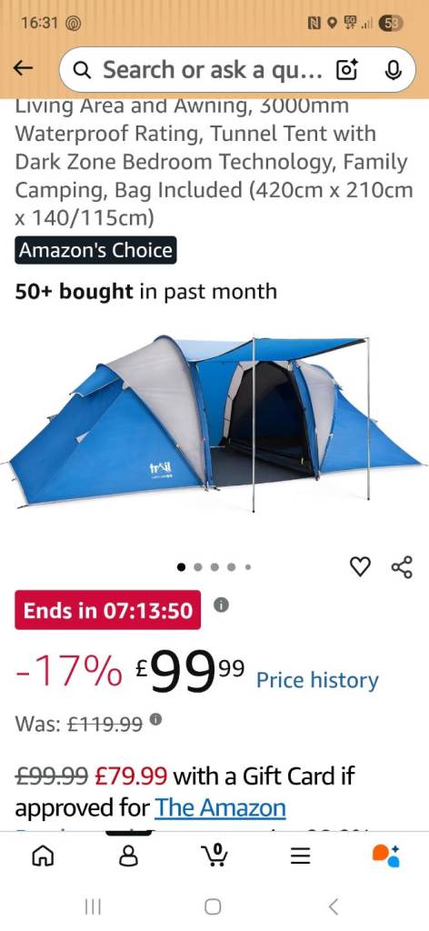 4 man tent, 2 bedrooms