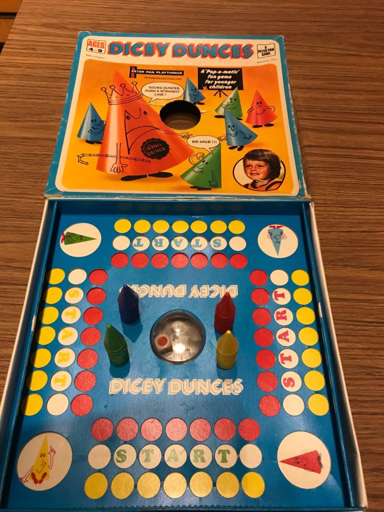 Dicey Dunces 1970s vintage board game 
