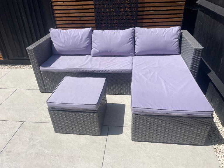 Rattan Garden Corner Sofa Set with Cushions
