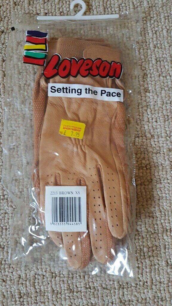 Tan leather horse riding gloves - new