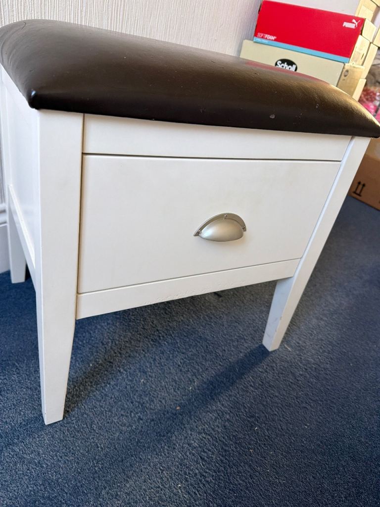 John Lewis White Wood Stool with Drawer 