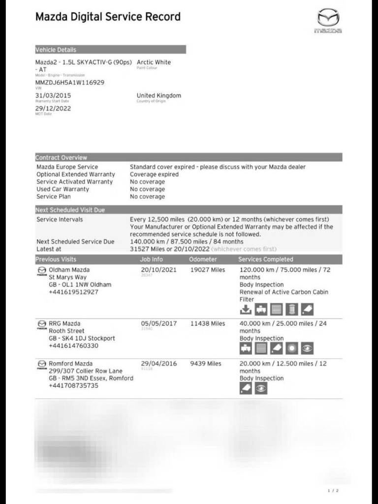 2015 Mazda Mazda2 1.5 SKYACTIV-G Sport Hatchback 5dr Petrol Auto Euro 6 (s/s) (90 ps) Hatchback P...