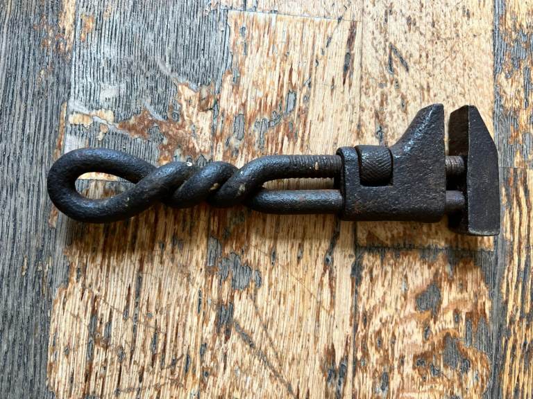 Antique Acme Handmade Monkey Wrench -Twisted iron