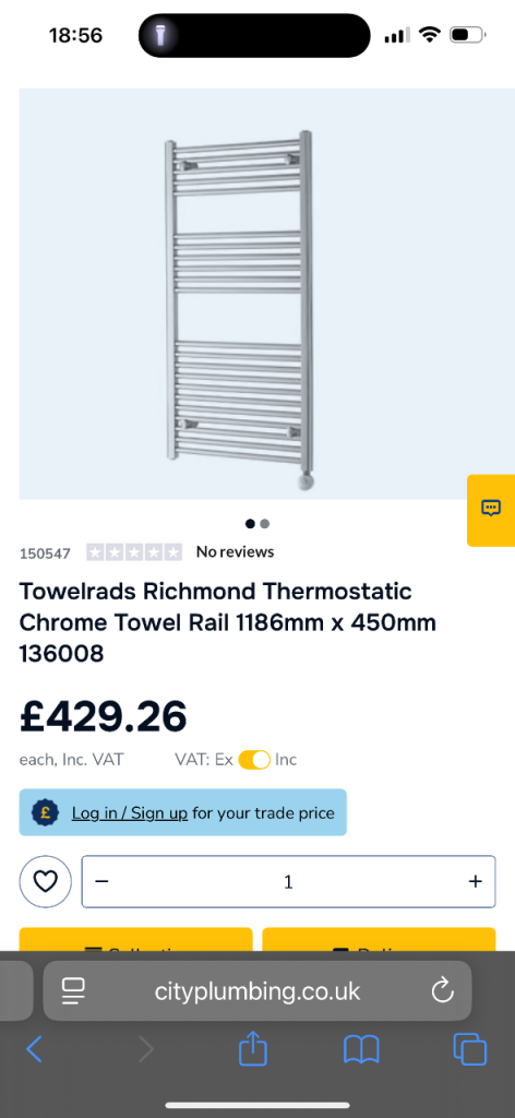 Towelrads Richmond Thermostatic Chrome Towel Rail - NEW