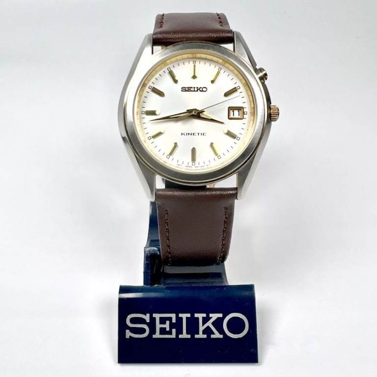  MEN'S 2010 SEIKO KINETIC Dress Watch 5M62-0B00 New Capacitor VGC