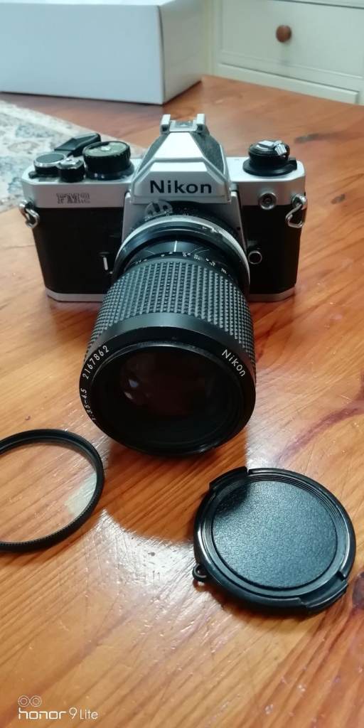 Nikon FM2  SLR 35mm film camera withNikkor 35-105mm f/3.5-4.5  Zoom Lens