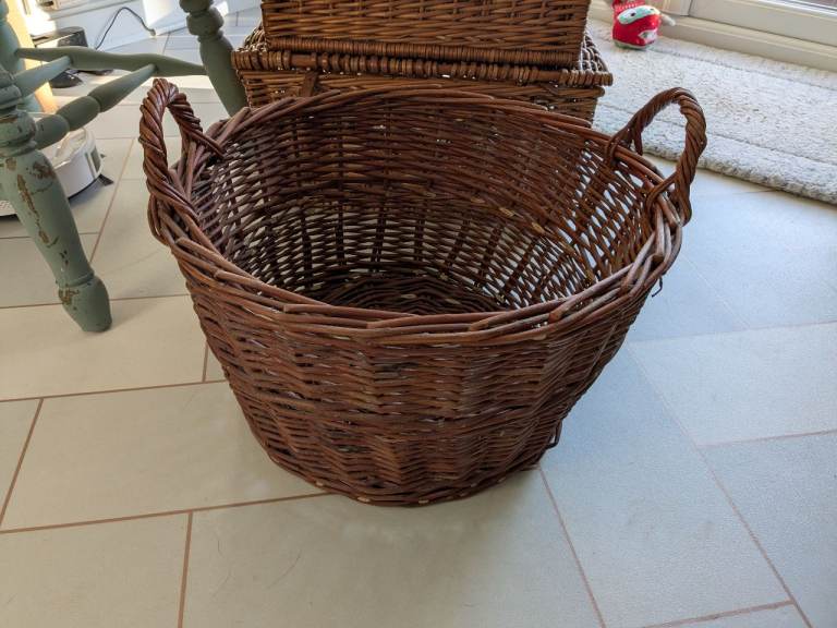 50 cm handmade wicker basket for logs, laundry, toys, garden, etc