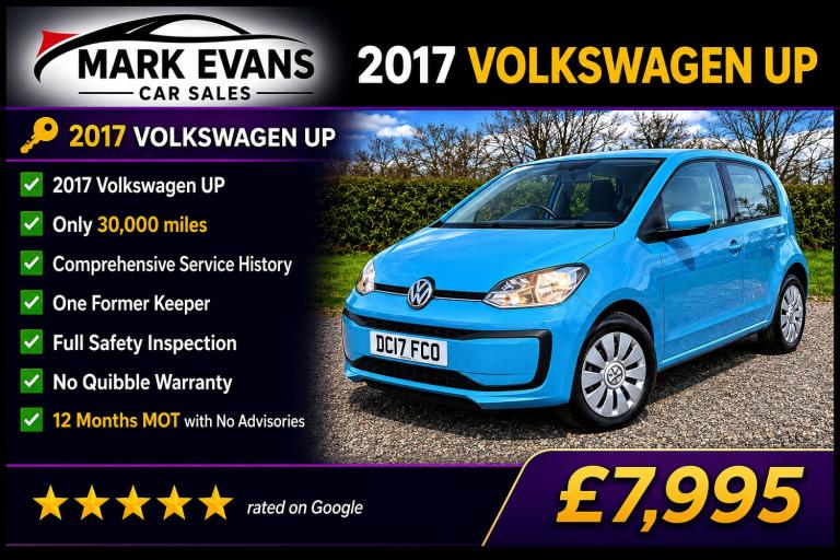 2017 Volkswagen up! 1.0 BlueMotion Tech Take Up 5dr HATCHBACK Petrol Manual