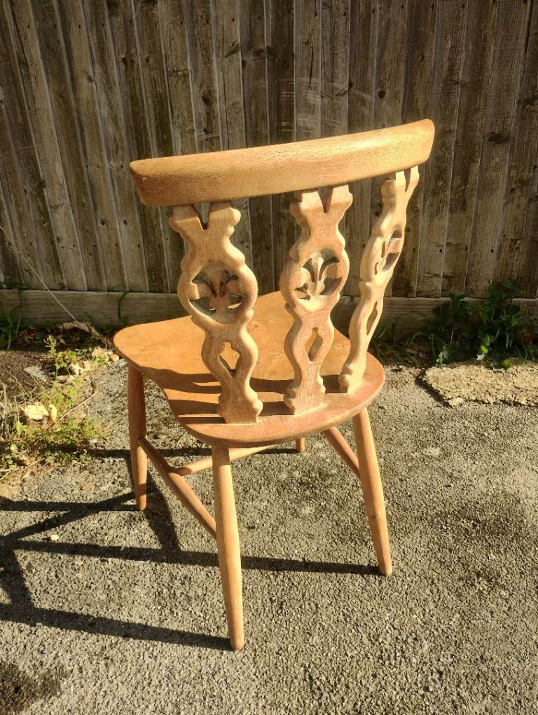 Vintage Ercol Fleur de Lys Wooden Chair