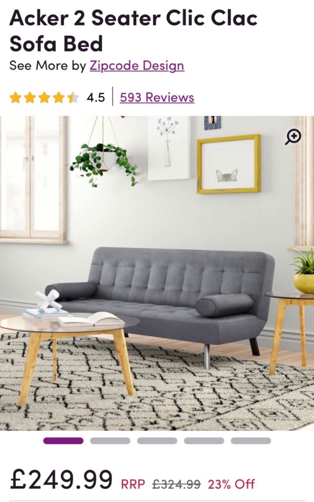 Acker 2 Seater Clic ClacSofa Bed