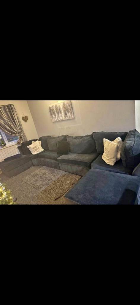 image for Large black U shape corner sofa (Free Delivery)