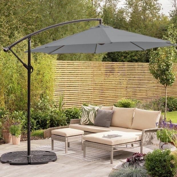 3m Overhanging Garden Parasol - Grey