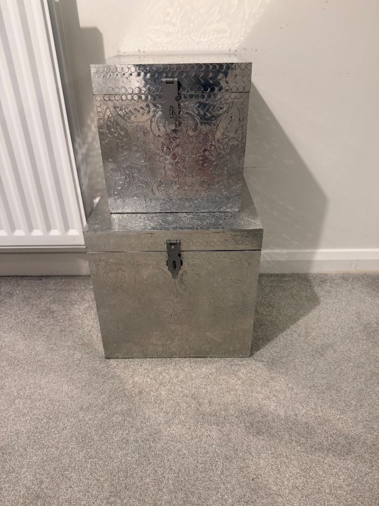 image for Silver Storage Boxes Set of 2