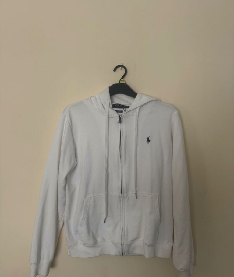 Polo Ralph Lauren White Hoodie – Men's Custom Fit, Medium