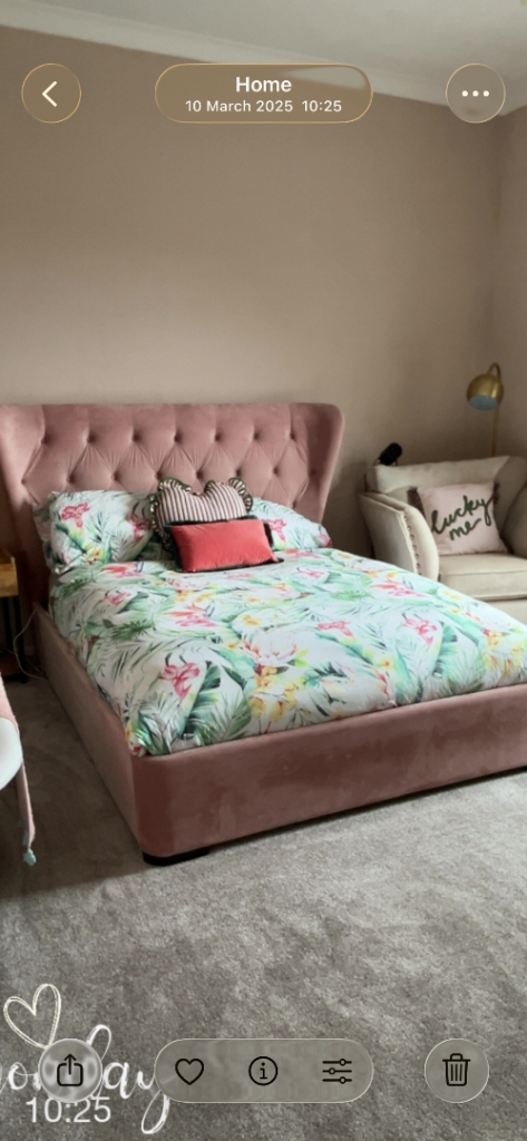 Next Home Kingsize Bed Frame Velvet Pink