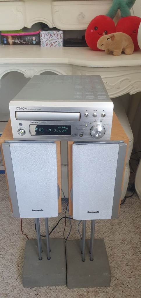 Denon UD-M30  cd tuner +Panasonic 2 way speaker pair + Ikea concrete speaker stands.