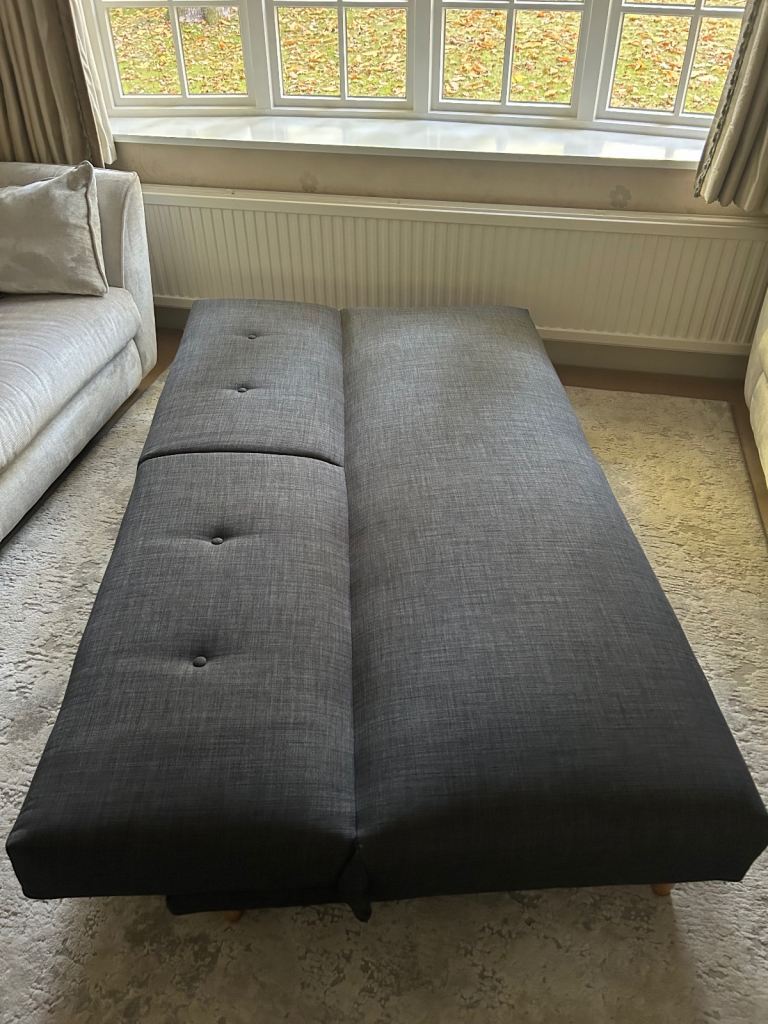 John Lewis Clapton Fixed Back Small Sofa Bed. Light leg, Fraser Steel Fabric