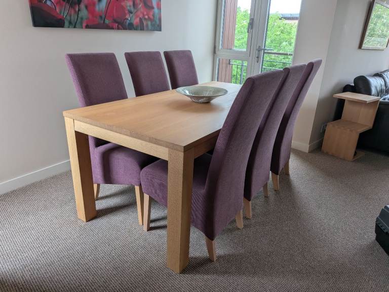 Solid wood dining table with 6 chairs