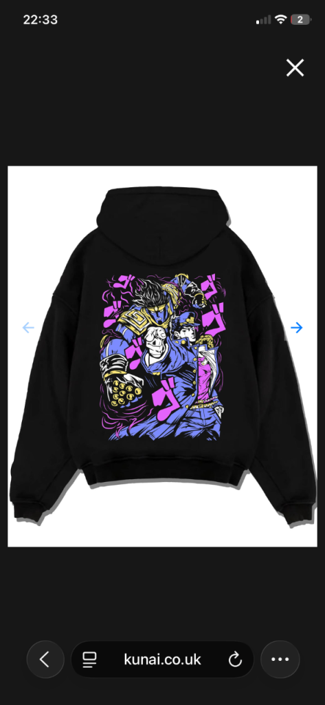 Anime - Jotaro Kujo Hoodie JoJo's Bizarre Adventure Star Platinum size small