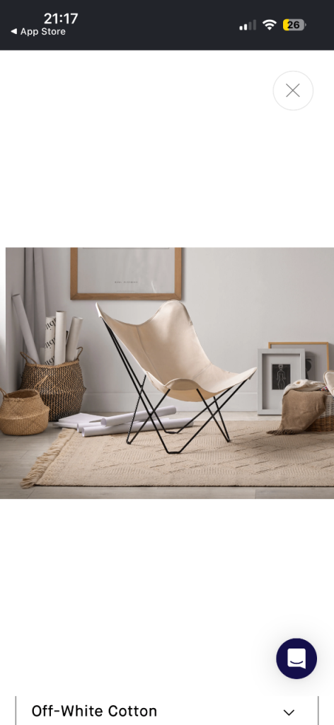 Wide Butterfly pop up canvas Chair…..smoke free home