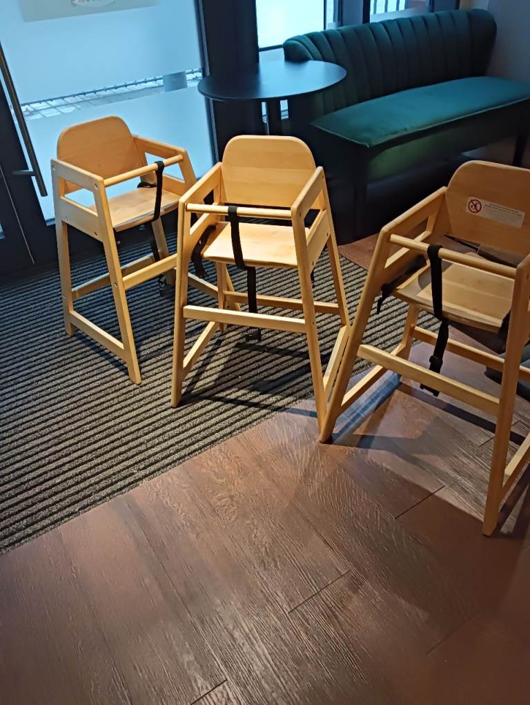 3 wooden high chairs