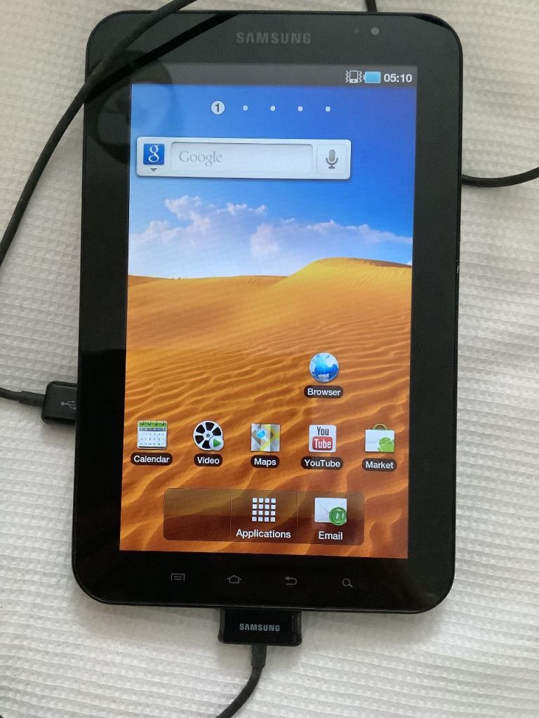 Samsung galaxy tablet 7x5 inches.