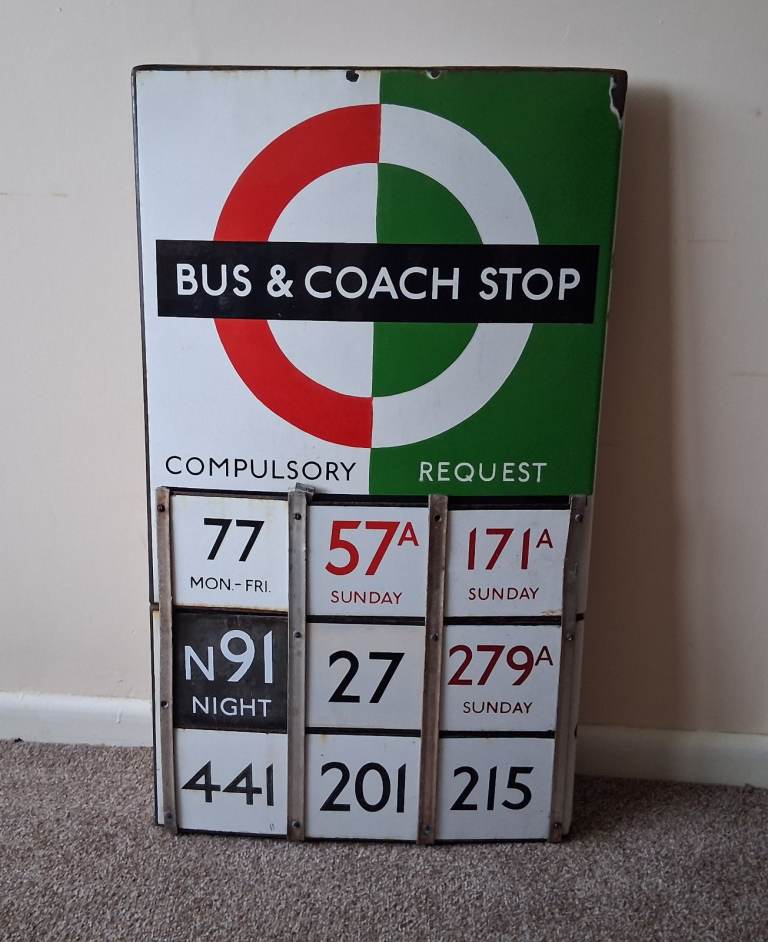 Double Sided London Transport Bus / Coach Stop Complete With E Plates