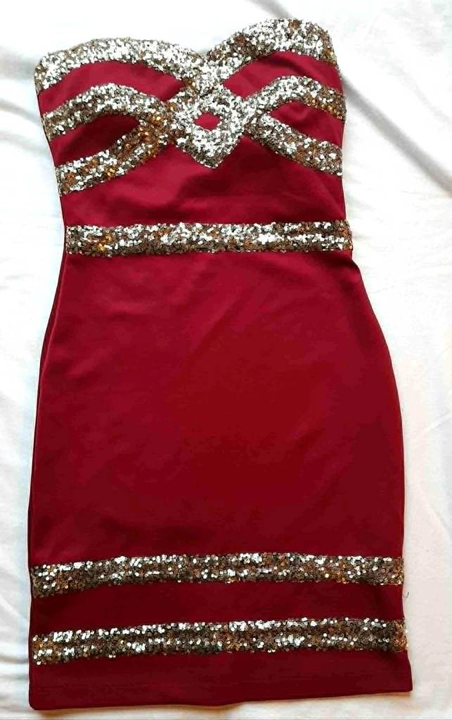 Size 10 red sequined strapless dress