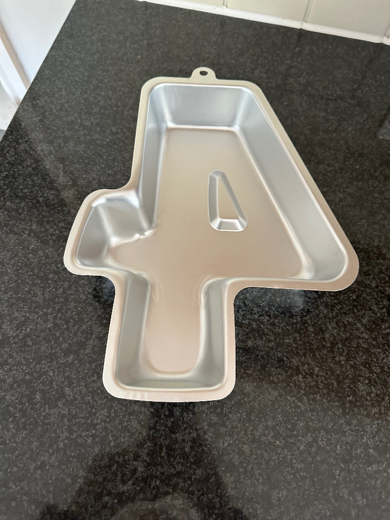 Number 4 shaped cake tin