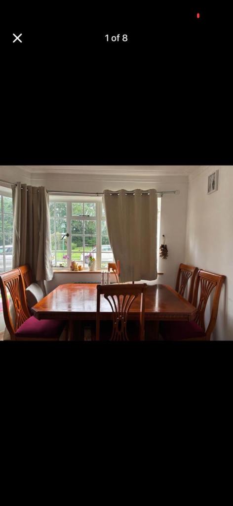 Solid Mahogany Wood Dining Table with 6 Chairs – Good Condition