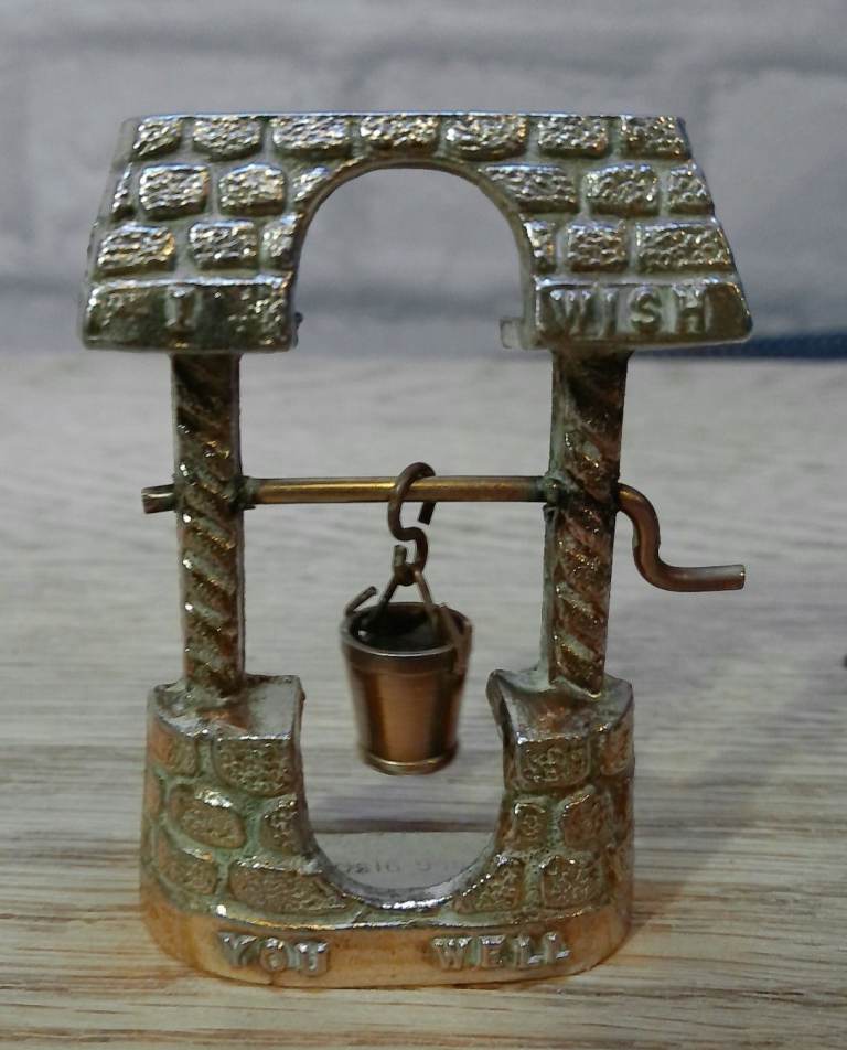Vintage Brass 'I Wish You Well' Wishing Well Ornament