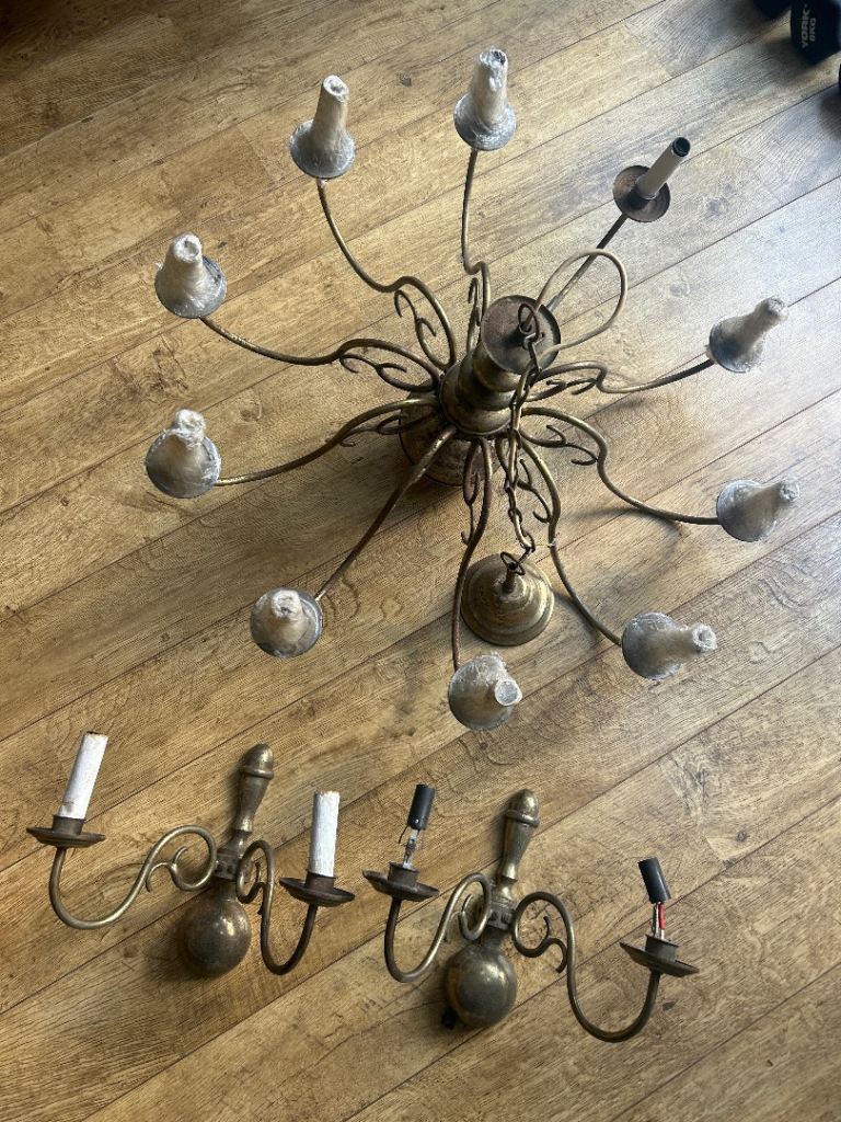 image for 1940 German brass chandelier - renovation project 