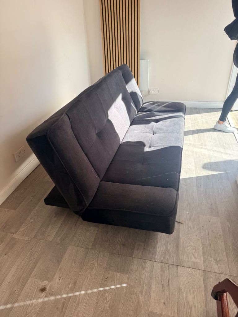 Black Fabric Sofa Bed Futon – Good Condition