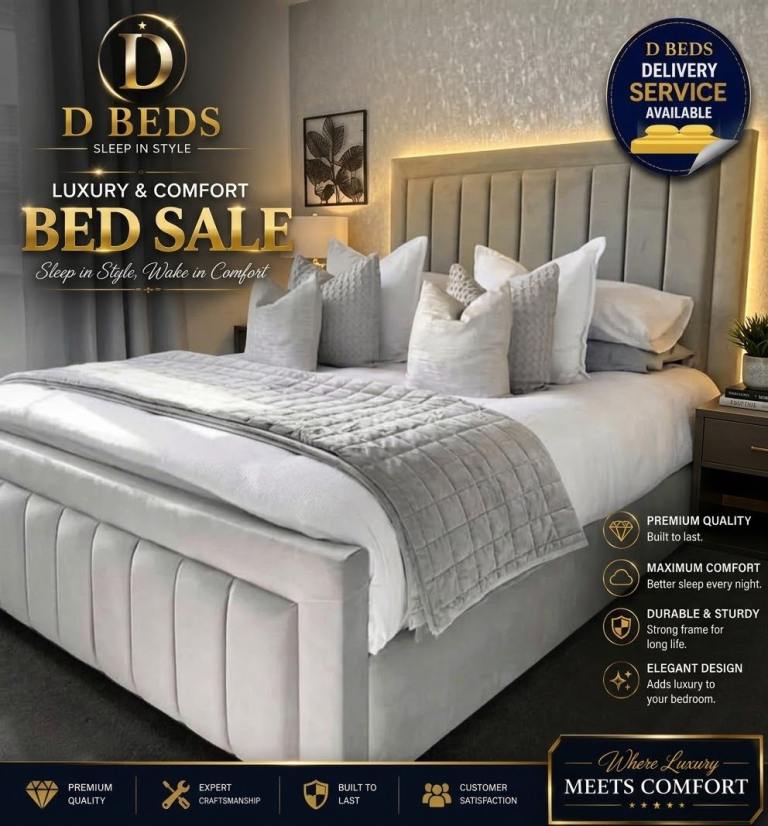 Brand new Double single small double kingsize king size frame beds with mattress and headboard 