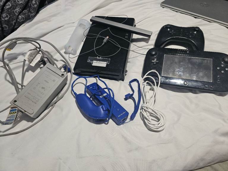 Nintendo Wii U Console with GamePad, Sensor Bar, and Controllers