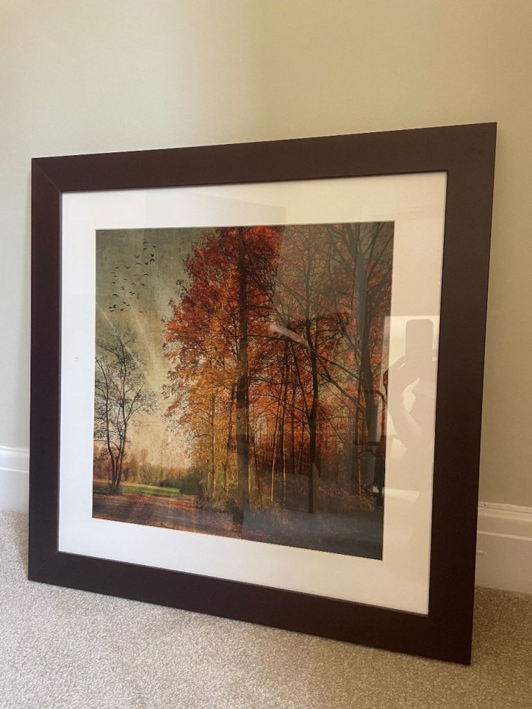 Autumn Forest Art Print in Dark Wood Frame