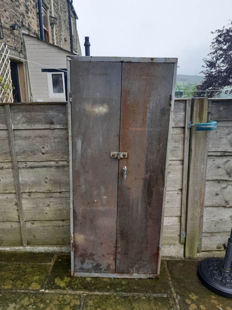 image for Vintage Industrial Steel Factory Workshop Storage Cupboard